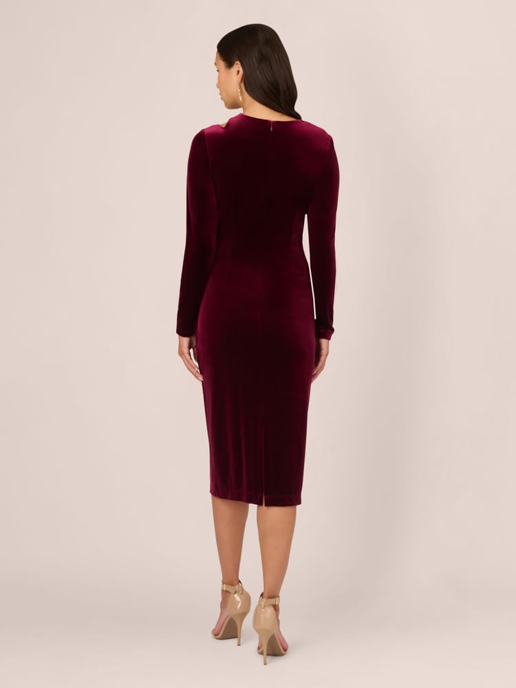 Adrianna Papell Red Velvet Asymmetric Dress - Image 2 of 7