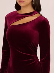 Adrianna Papell Red Velvet Asymmetric Dress - Image 4 of 7