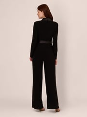 Adrianna Papell Jersey Combo Tuxedo Black Jumpsuit - Image 2 of 7