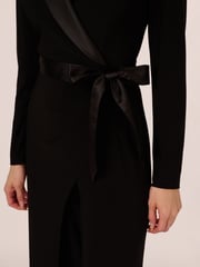 Adrianna Papell Jersey Combo Tuxedo Black Jumpsuit - Image 4 of 7