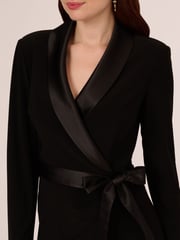 Adrianna Papell Jersey Combo Tuxedo Black Jumpsuit - Image 5 of 7