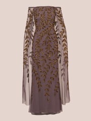 Adrianna Papell Purple Bead Cape Long Dress - Image 6 of 7