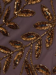 Adrianna Papell Purple Bead Cape Long Dress - Image 7 of 7