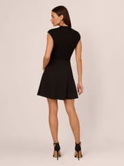 Adrianna Papell Ponte Combo Short Black Dress - Image 2 of 7