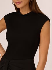 Adrianna Papell Ponte Combo Short Black Dress - Image 4 of 7