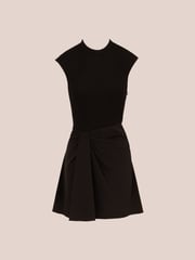 Adrianna Papell Ponte Combo Short Black Dress - Image 6 of 7