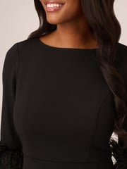 Adrianna Papell Stretch Crepe Feather Black Dress - Image 4 of 7