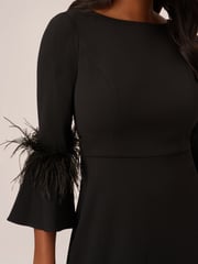 Adrianna Papell Stretch Crepe Feather Black Dress - Image 5 of 7