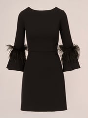 Adrianna Papell Stretch Crepe Feather Black Dress - Image 6 of 7
