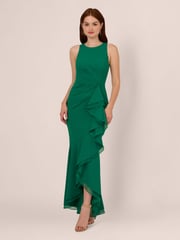 Adrianna Papell Ruffle Crepe Halter Gown - Image 1 of 7