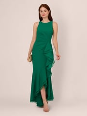 Adrianna Papell Ruffle Crepe Halter Gown - Image 3 of 7