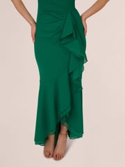 Adrianna Papell Ruffle Crepe Halter Gown - Image 5 of 7