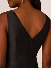 Adrianna Papell Mikado Flounce Shirred Black Gown - Image 5 of 7