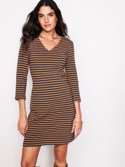Boden Brown/Cream Tall Twisted Waist Jersey Dress - Image 1 of 5