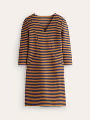 Boden Brown/Cream Tall Twisted Waist Jersey Dress - Image 5 of 5