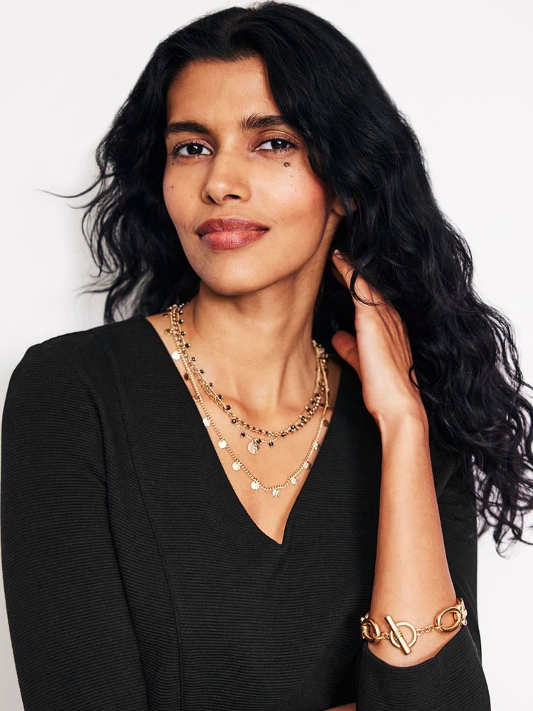 Boden Black Denim Tall Twisted Waist Jersey Dress - Image 2 of 5