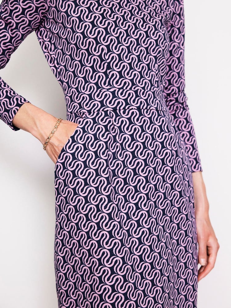 Boden Pink Tall 100% Cotton Twisted Waist Jersey Dress - Image 2 of 5