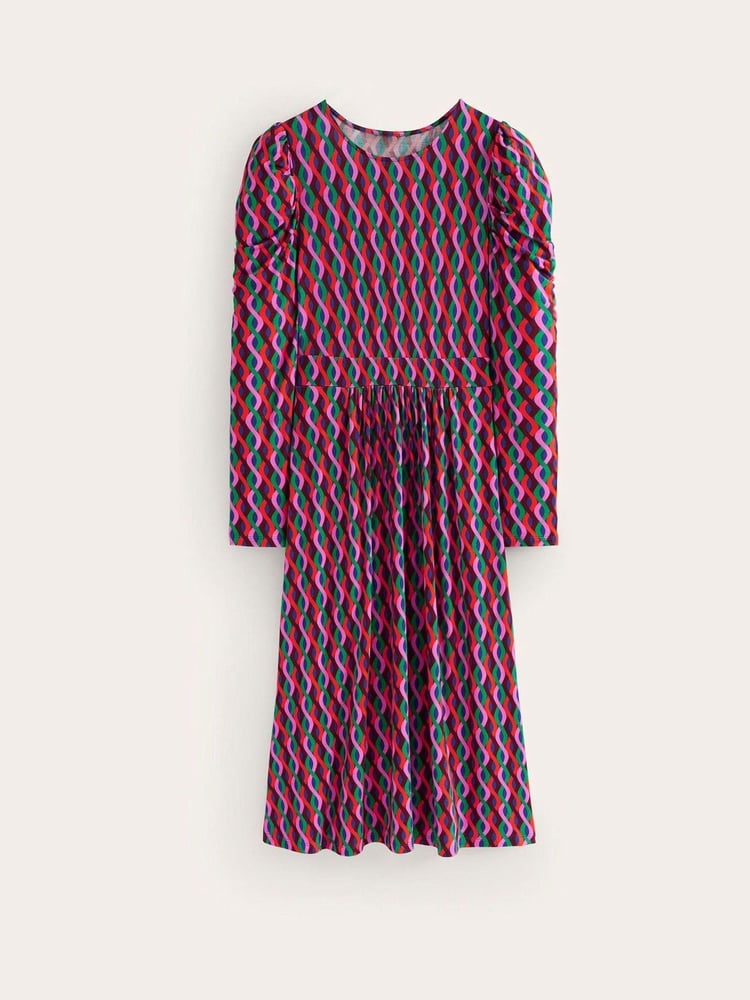 Boden Aqua/Pink Tall Twisted Waist Jersey Dress - Image 5 of 5