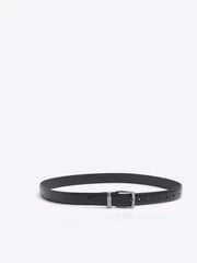 River Island Black Leather Metal Keeper Belt - Image 1 of 2