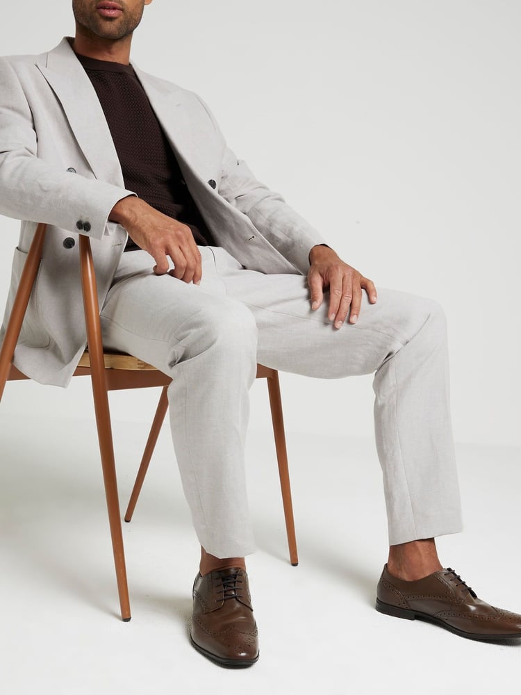 River Island Brown Lace up Brogue Derby Shoes - Image 1 of 5