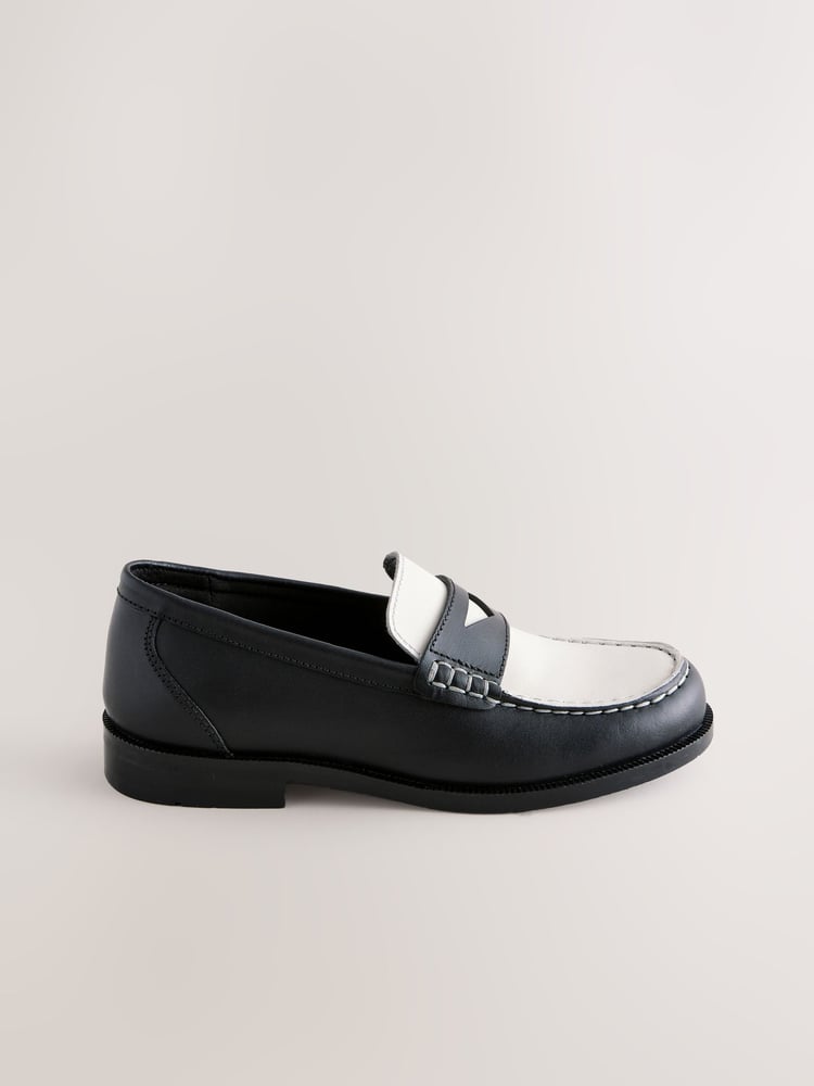 Black/White Leather Loafers - Image 2 of 5