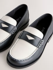 Black/White Leather Loafers - Image 3 of 5