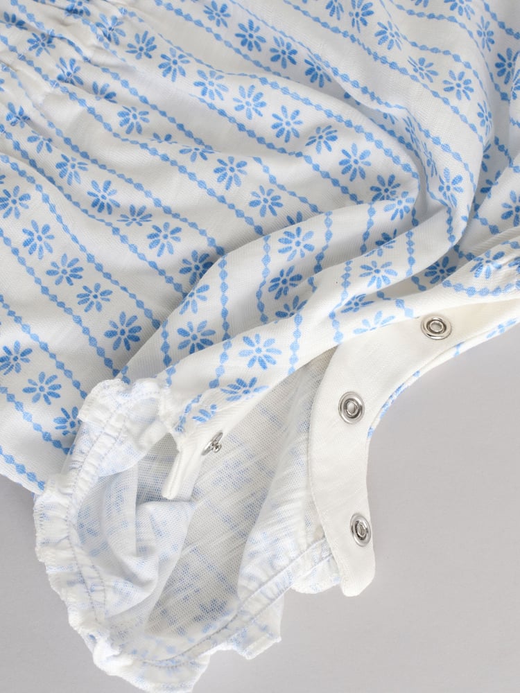Blue Floral Print 100% Cotton Baby Rompers 2 Pack - Image 10 of 10