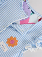 Multi Floral and Stripe Print Baby 100% Cotton Rompers 3 Pack - Image 10 of 12
