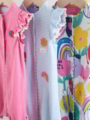 Multi Floral and Stripe Print Baby 100% Cotton Rompers 3 Pack - Image 3 of 12
