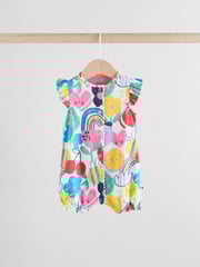 Multi Floral and Stripe Print Baby 100% Cotton Rompers 3 Pack - Image 7 of 12