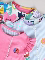 Multi Floral and Stripe Print Baby 100% Cotton Rompers 3 Pack - Image 8 of 12
