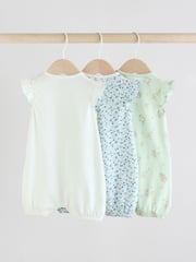 Multi Printed Floral Bunny Rompers 3 Pack - Image 2 of 11