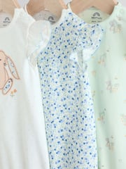 Multi Printed Floral Bunny Rompers 3 Pack - Image 7 of 11