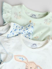 Multi Printed Floral Bunny Rompers 3 Pack - Image 8 of 11