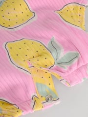 Pink and White Printed Fruit Baby Strappy Rompers 3 Pack - Image 10 of 11