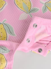 Pink and White Printed Fruit Baby Strappy Rompers 3 Pack - Image 11 of 11