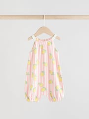Pink and White Printed Fruit Baby Strappy Rompers 3 Pack - Image 4 of 11