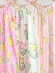 Pink and White Printed Fruit Baby Strappy Rompers 3 Pack - Image 7 of 11