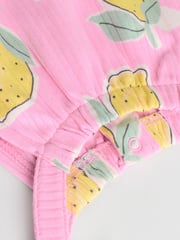 Pink and White Printed Fruit Baby Strappy Rompers 3 Pack - Image 9 of 11