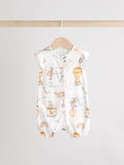 Multi Pastel Animal Print Baby 100% Cotton Rompers 3 Pack - Image 2 of 11