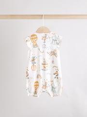 Multi Pastel Animal Print Baby 100% Cotton Rompers 3 Pack - Image 6 of 11