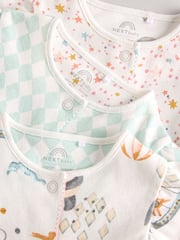 Multi Pastel Animal Print Baby 100% Cotton Rompers 3 Pack - Image 8 of 11