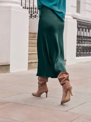 Pure Collection Green Satin Bias Midi Skirt - Image 2 of 2