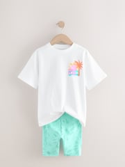 Blue Oversized T-Shirt And Cycle Shorts Top & Shorts Set (3-16yrs) - Image 6 of 9