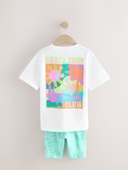 Blue Oversized T-Shirt And Cycle Shorts Top & Shorts Set (3-16yrs) - Image 7 of 9