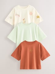 Green/Orange/White 100% Cotton Motif T-Shirts 3 Pack (3-16yrs) - Image 1 of 12