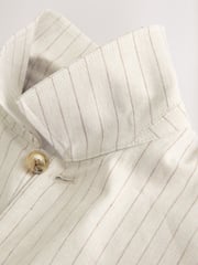 Neutral Striped Linen Blend Shacket - Image 10 of 12