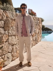 Neutral Striped Linen Blend Shacket - Image 3 of 12