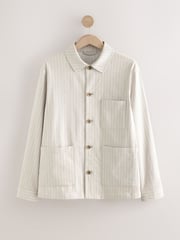 Neutral Striped Linen Blend Shacket - Image 7 of 12