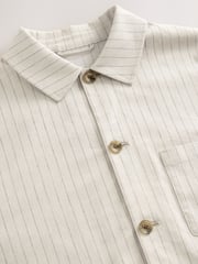 Neutral Striped Linen Blend Shacket - Image 8 of 12